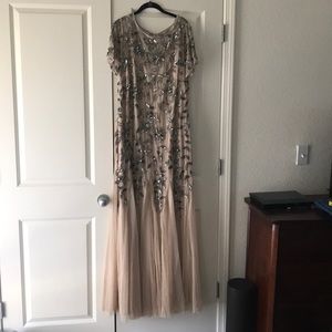 Beaded nude colored adrianna pappell gown